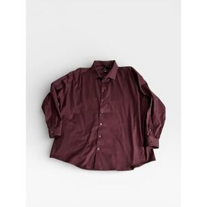 Awearness Kenneth Cole Mens Burgundy Slim Long Sleeve Button Down Shirt 20 36/37